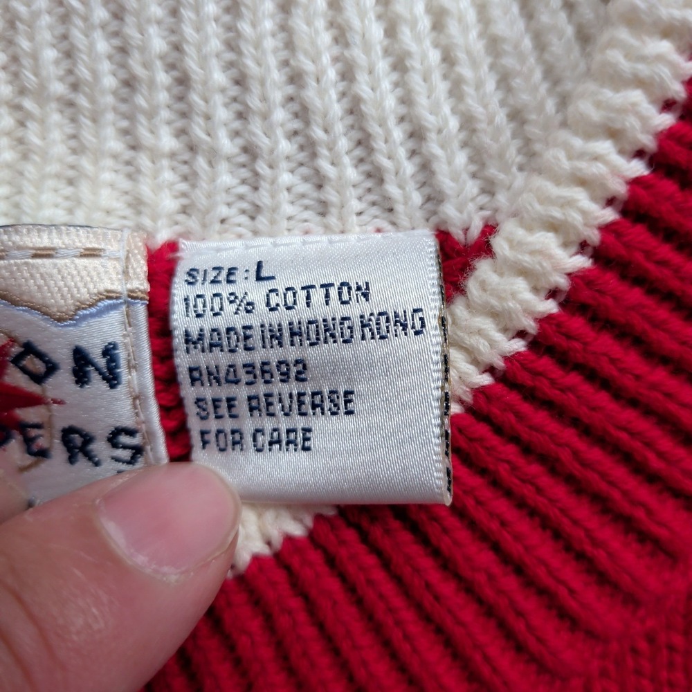 Vintage 90s‎ Cotton Traders Sweater Mens L Golf Postage Stamp Knit USA Americana - Picture 5 of 13